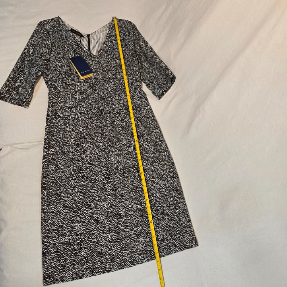 PIAZZA SEMPIONE Black/White Printed Dress Size Italian 44 US 8 Made Italy! NEW! - Picture 13 of 16